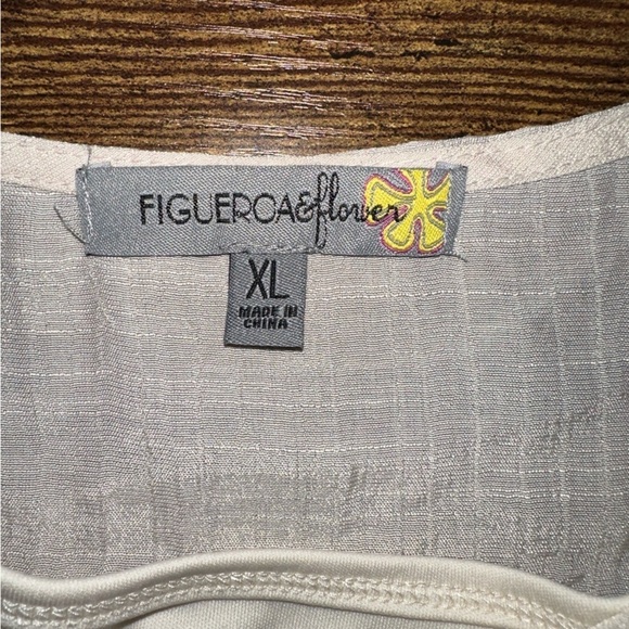 Figueroa & Flower Top Women XL Cream Floral Embroidered Country Boho Feminine - Picture 4 of 10